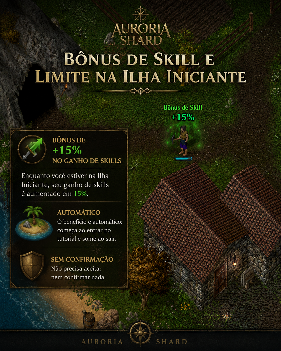 Bônus de skill e limite na Ilha Iniciante