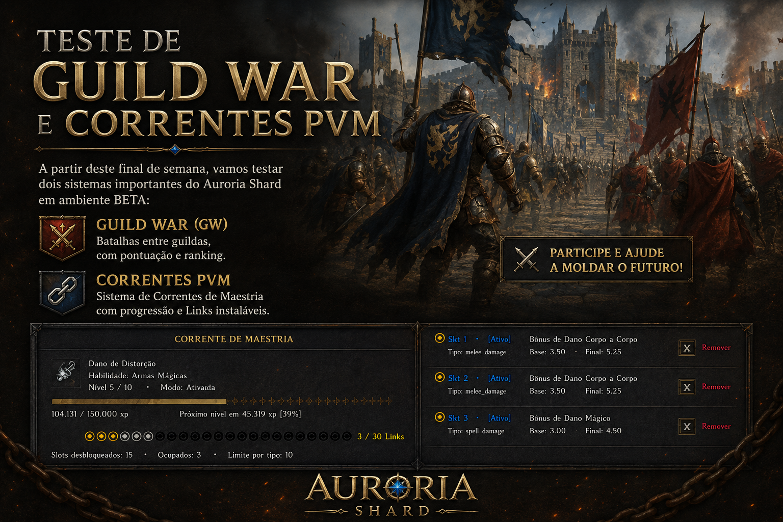 Teste de Guild War e Correntes PVM