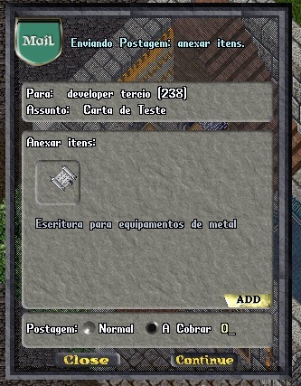 Anexando itens à carta